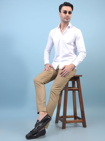 Men's Beige Printed Trousers-Men Trousers-Crimsoune Club
