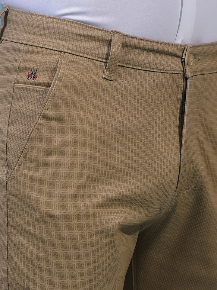 Men's Beige Printed Trousers-Men Trousers-Crimsoune Club