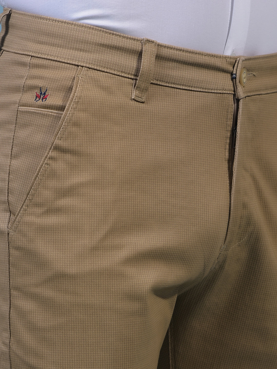 Men's Beige Printed Trousers-Men Trousers-Crimsoune Club