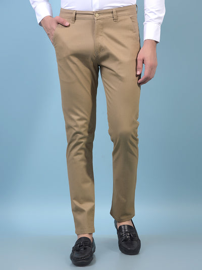 Men's Beige Printed Trousers-Men Trousers-Crimsoune Club