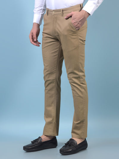 Men's Beige Printed Trousers-Men Trousers-Crimsoune Club
