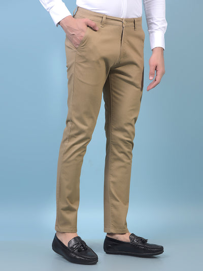 Men's Beige Printed Trousers-Men Trousers-Crimsoune Club