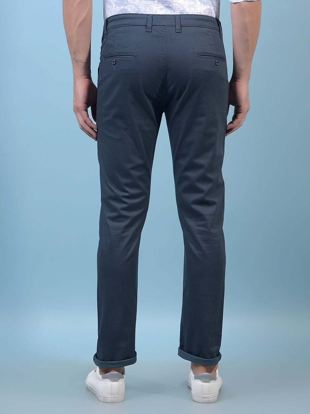 Men's Blue Printed Trousers-Men Trousers-Crimsoune Club