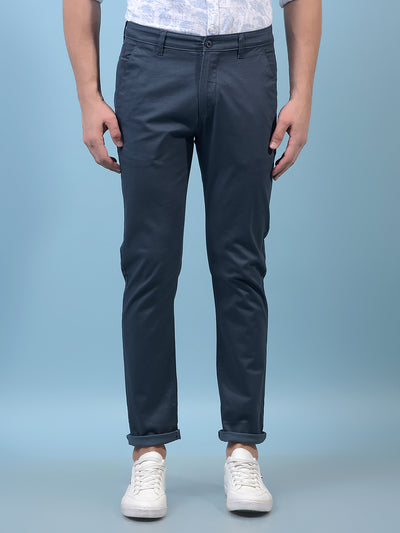 Men's Blue Printed Trousers-Men Trousers-Crimsoune Club