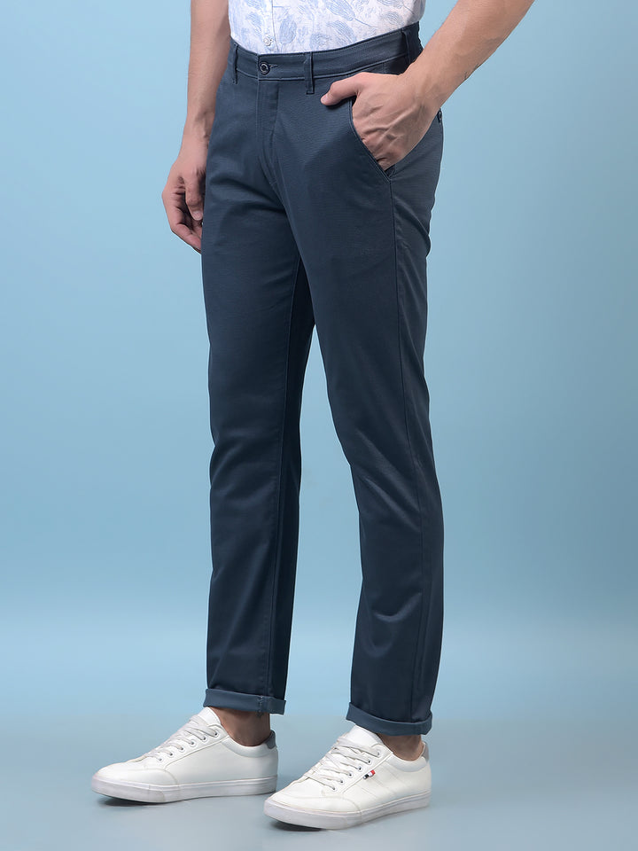 Men's Blue Printed Trousers-Men Trousers-Crimsoune Club
