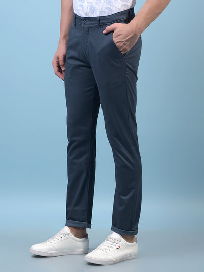 Men's Blue Printed Trousers-Men Trousers-Crimsoune Club