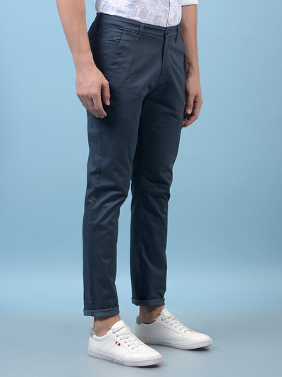 Men's Blue Printed Trousers-Men Trousers-Crimsoune Club