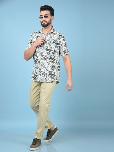 Beige Printed Trousers-Men Trousers-Crimsoune Club