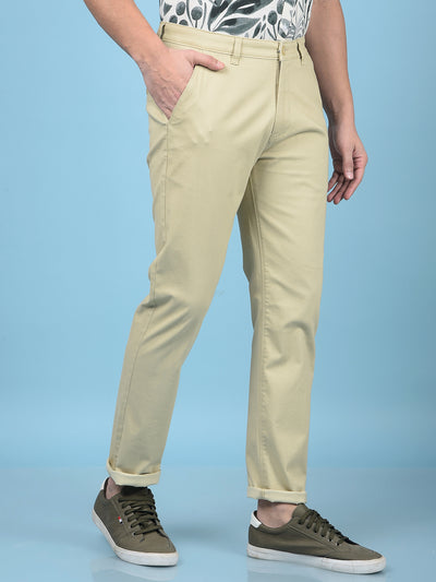 Beige Printed Trousers-Men Trousers-Crimsoune Club