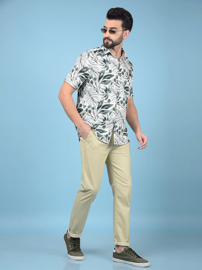 Beige Printed Trousers-Men Trousers-Crimsoune Club