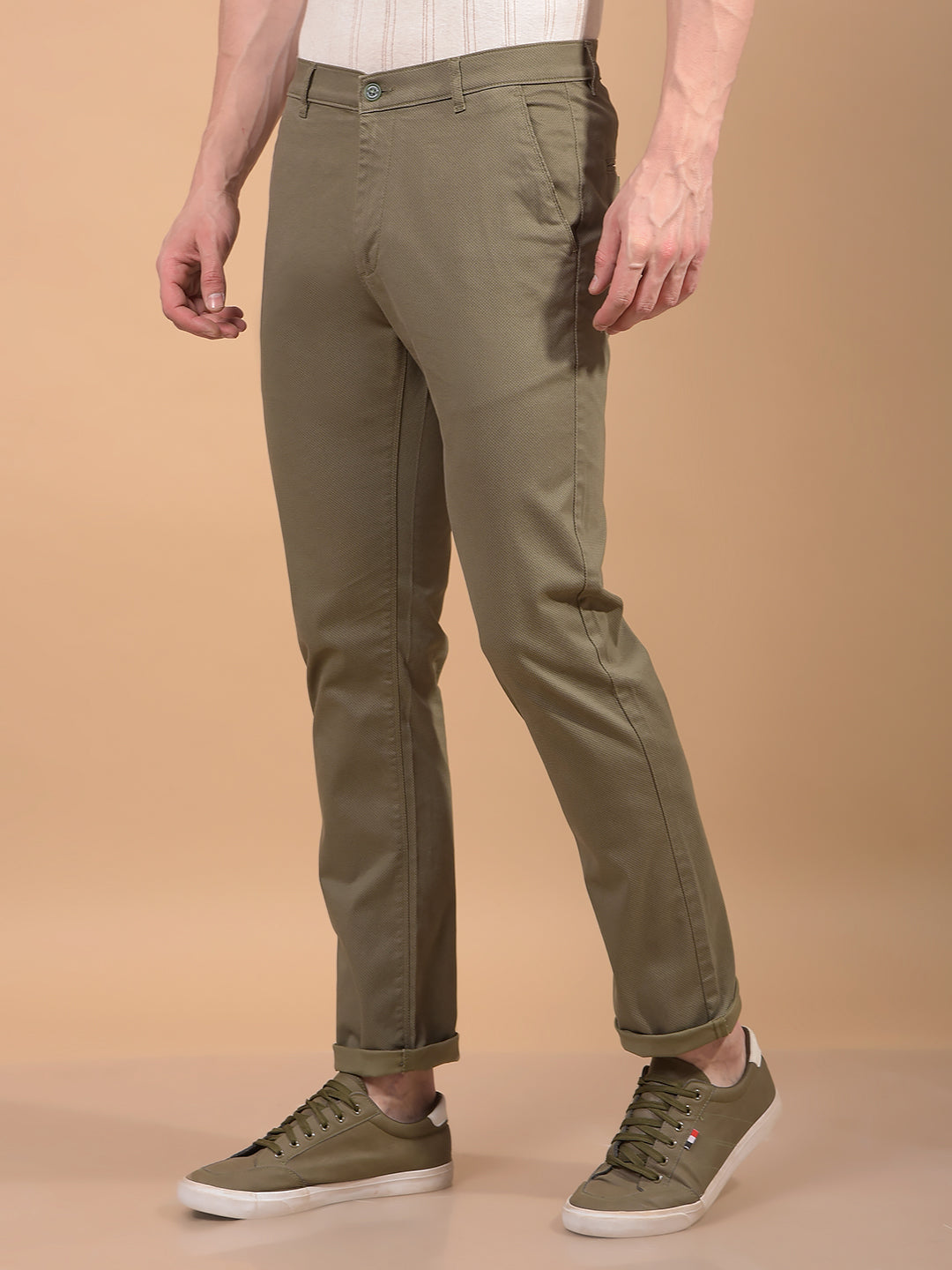 Olive Printed Trousers-Men Trousers-Crimsoune Club