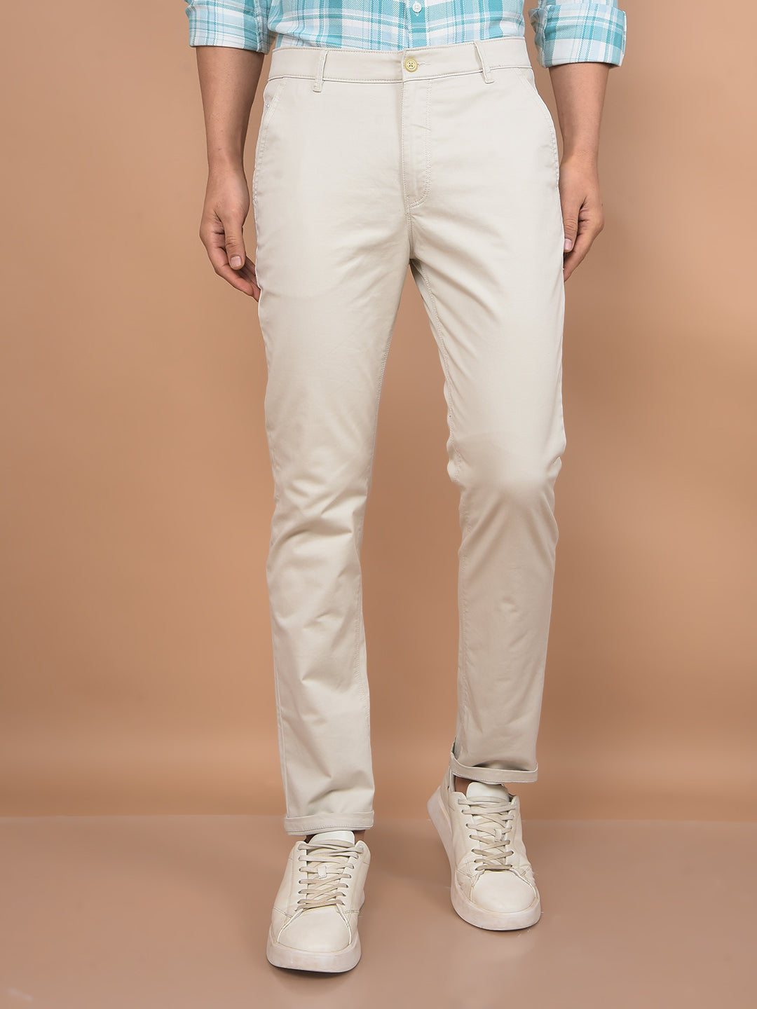 Beige Trousers-Men Trousers-Crimsoune Club