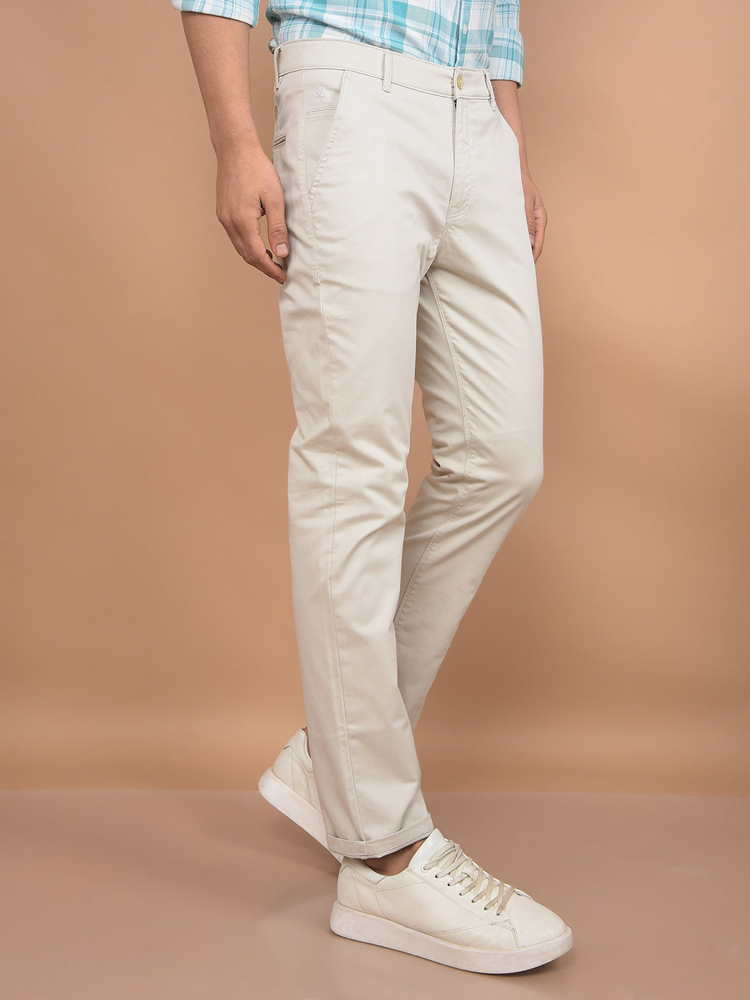 Beige Trousers-Men Trousers-Crimsoune Club