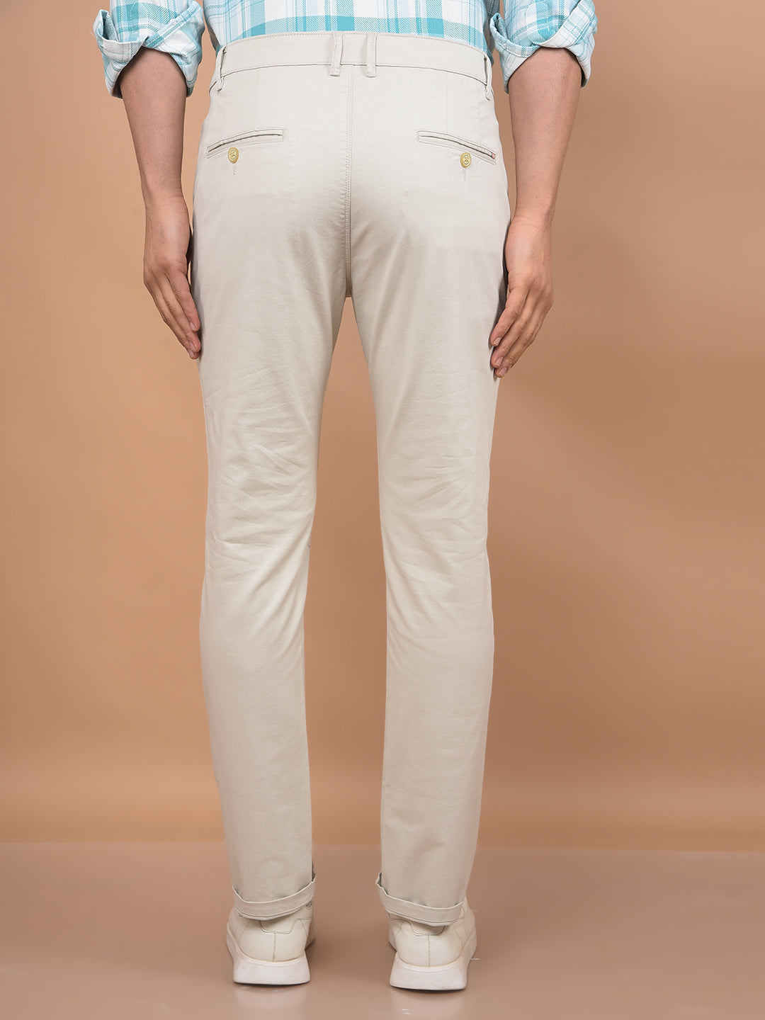 Beige Trousers-Men Trousers-Crimsoune Club