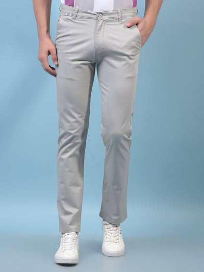 Men's Grey Straight Trousers-Men Trousers-Crimsoune Club