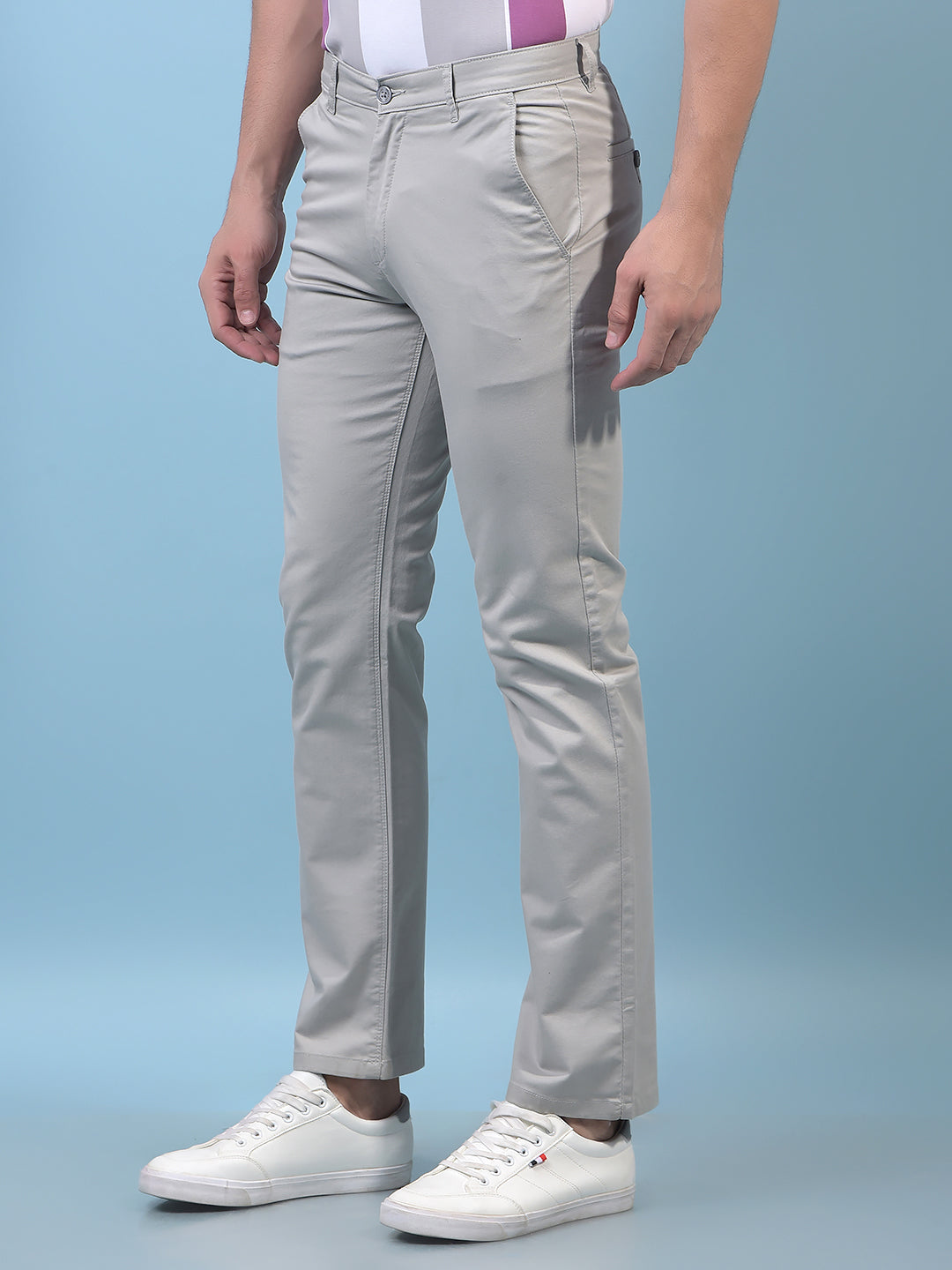 Men's Grey Straight Trousers-Men Trousers-Crimsoune Club