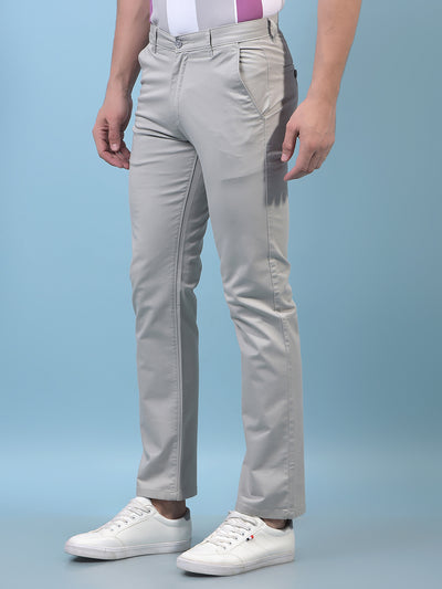 Men's Grey Straight Trousers-Men Trousers-Crimsoune Club