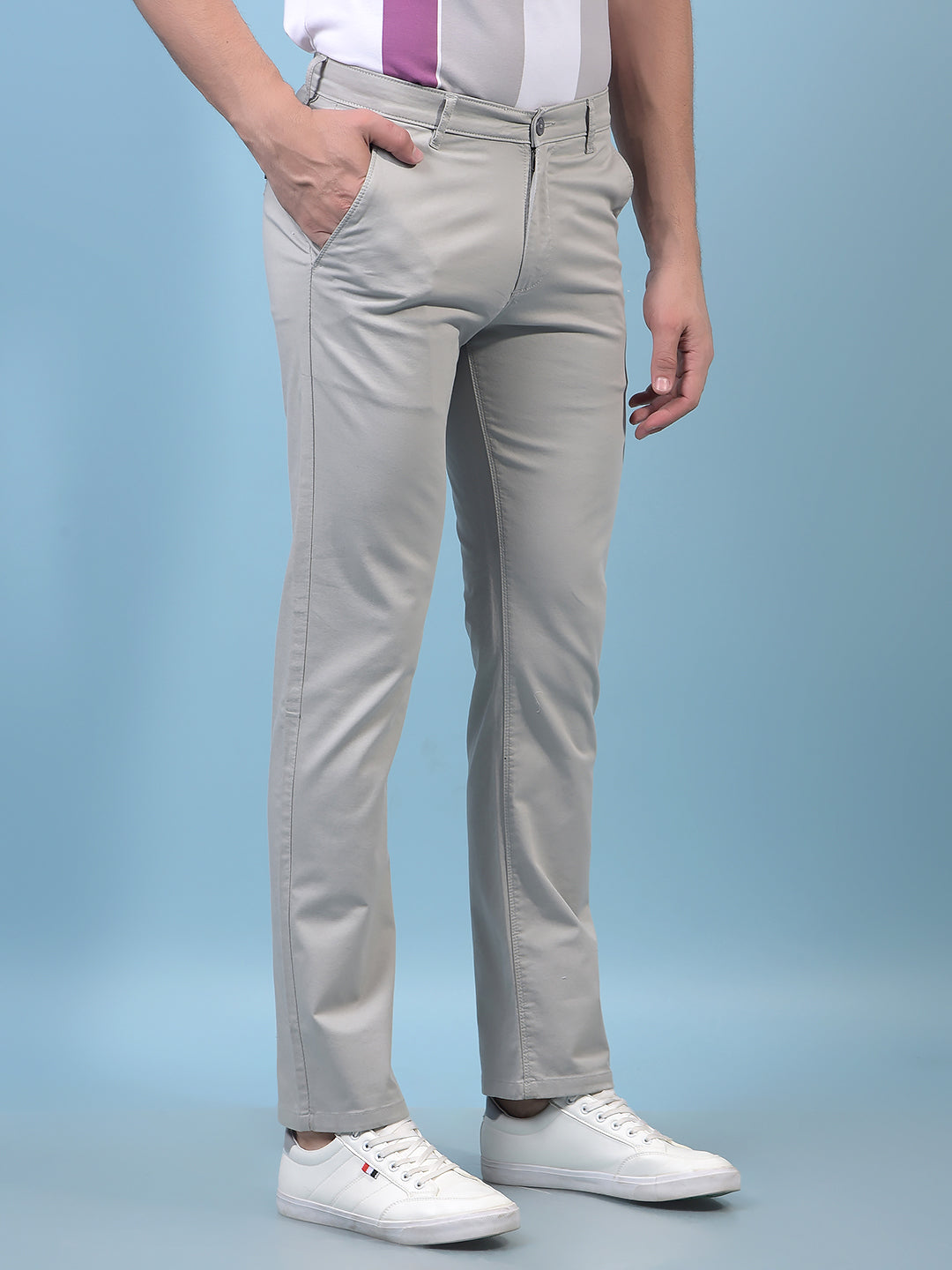Men's Grey Straight Trousers-Men Trousers-Crimsoune Club