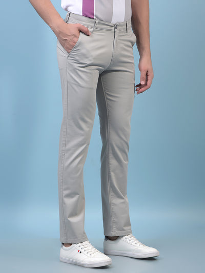 Men's Grey Straight Trousers-Men Trousers-Crimsoune Club