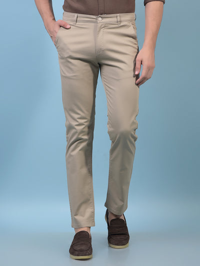 Men's Khaki Straight Trousers-Men Trousers-Crimsoune Club