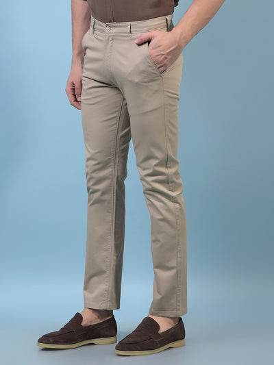Men's Khaki Straight Trousers-Men Trousers-Crimsoune Club