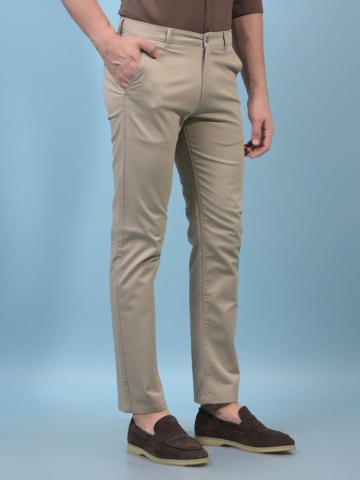 Men's Khaki Straight Trousers-Men Trousers-Crimsoune Club