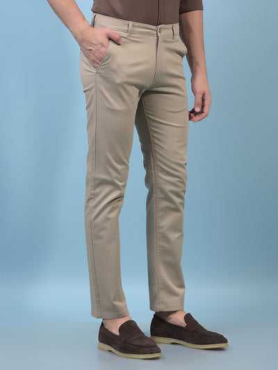 Men's Khaki Straight Trousers-Men Trousers-Crimsoune Club