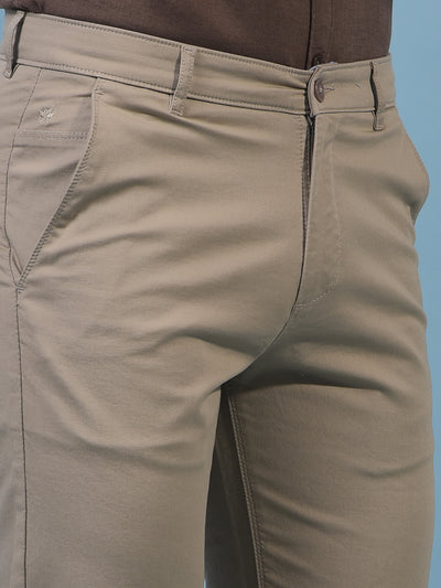 Men's Khaki Straight Trousers-Men Trousers-Crimsoune Club