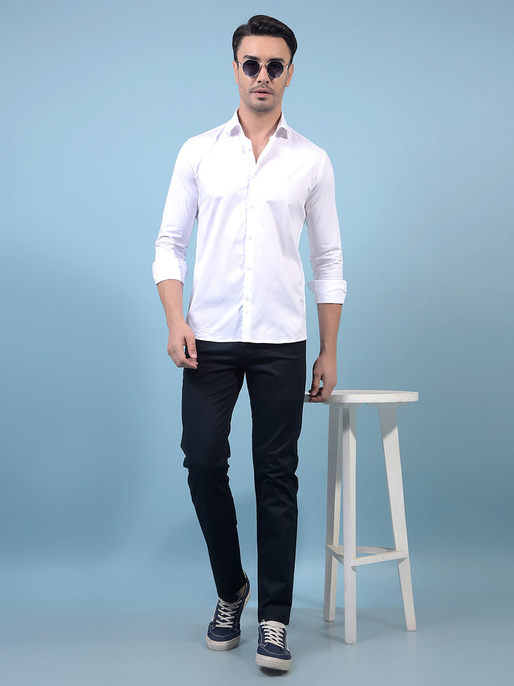 Men's Navy Blue Straight Trousers-Men Trousers-Crimsoune Club