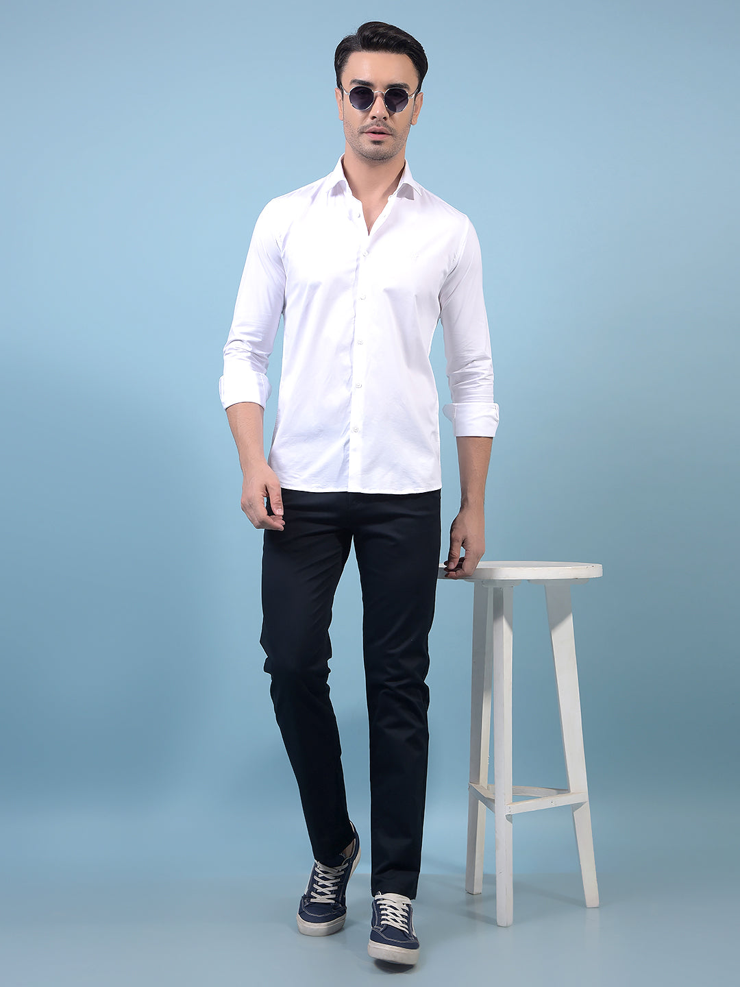 Men's Navy Blue Straight Trousers-Men Trousers-Crimsoune Club