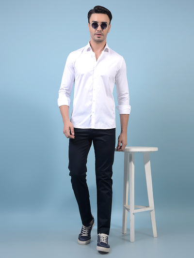 Men's Navy Blue Straight Trousers-Men Trousers-Crimsoune Club