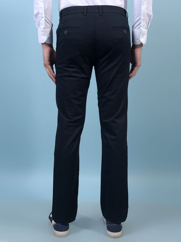 Men's Navy Blue Straight Trousers-Men Trousers-Crimsoune Club