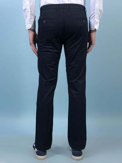Men's Navy Blue Straight Trousers-Men Trousers-Crimsoune Club