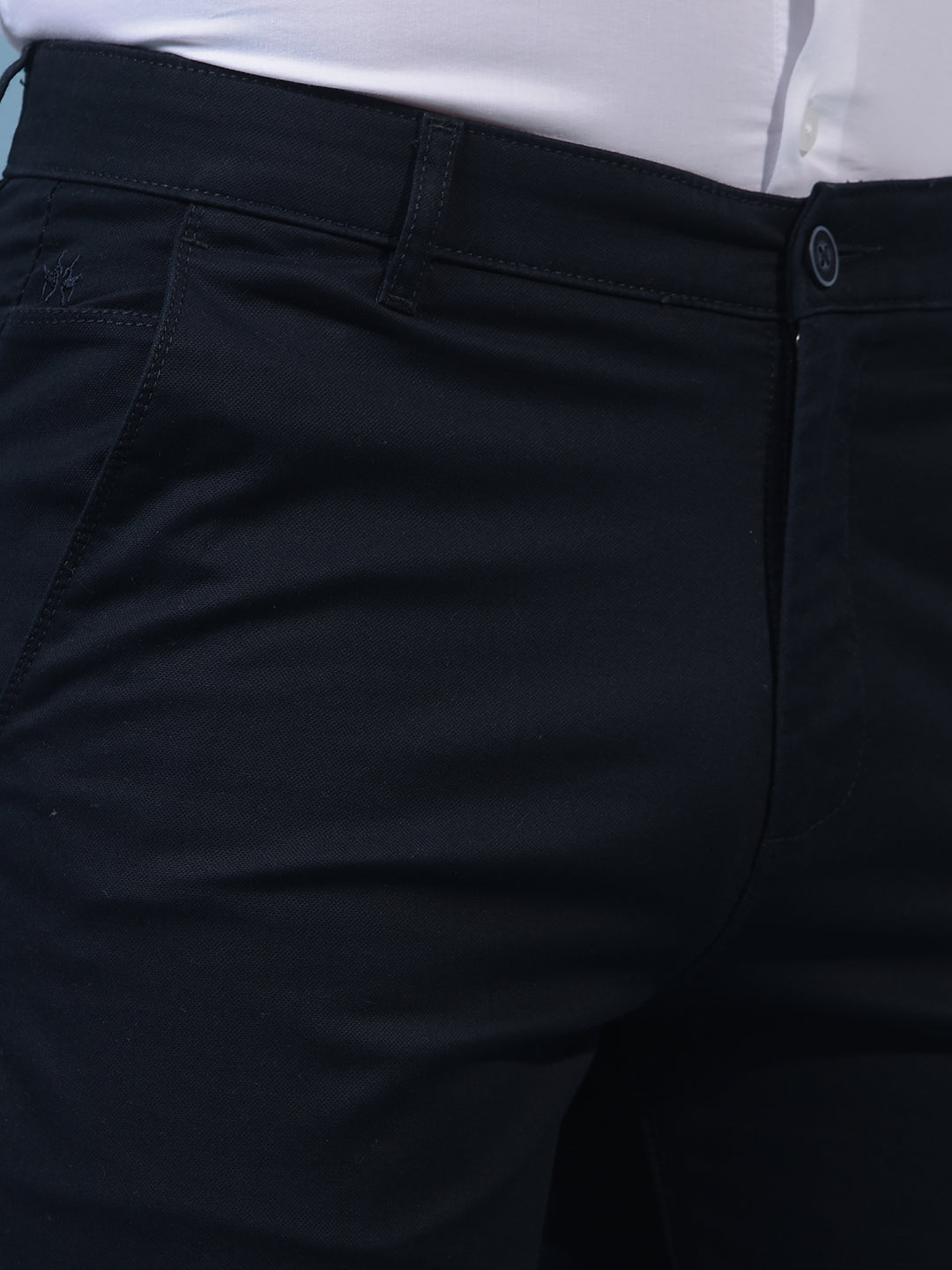 Men's Navy Blue Straight Trousers-Men Trousers-Crimsoune Club