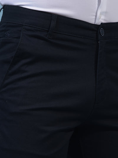 Men's Navy Blue Straight Trousers-Men Trousers-Crimsoune Club