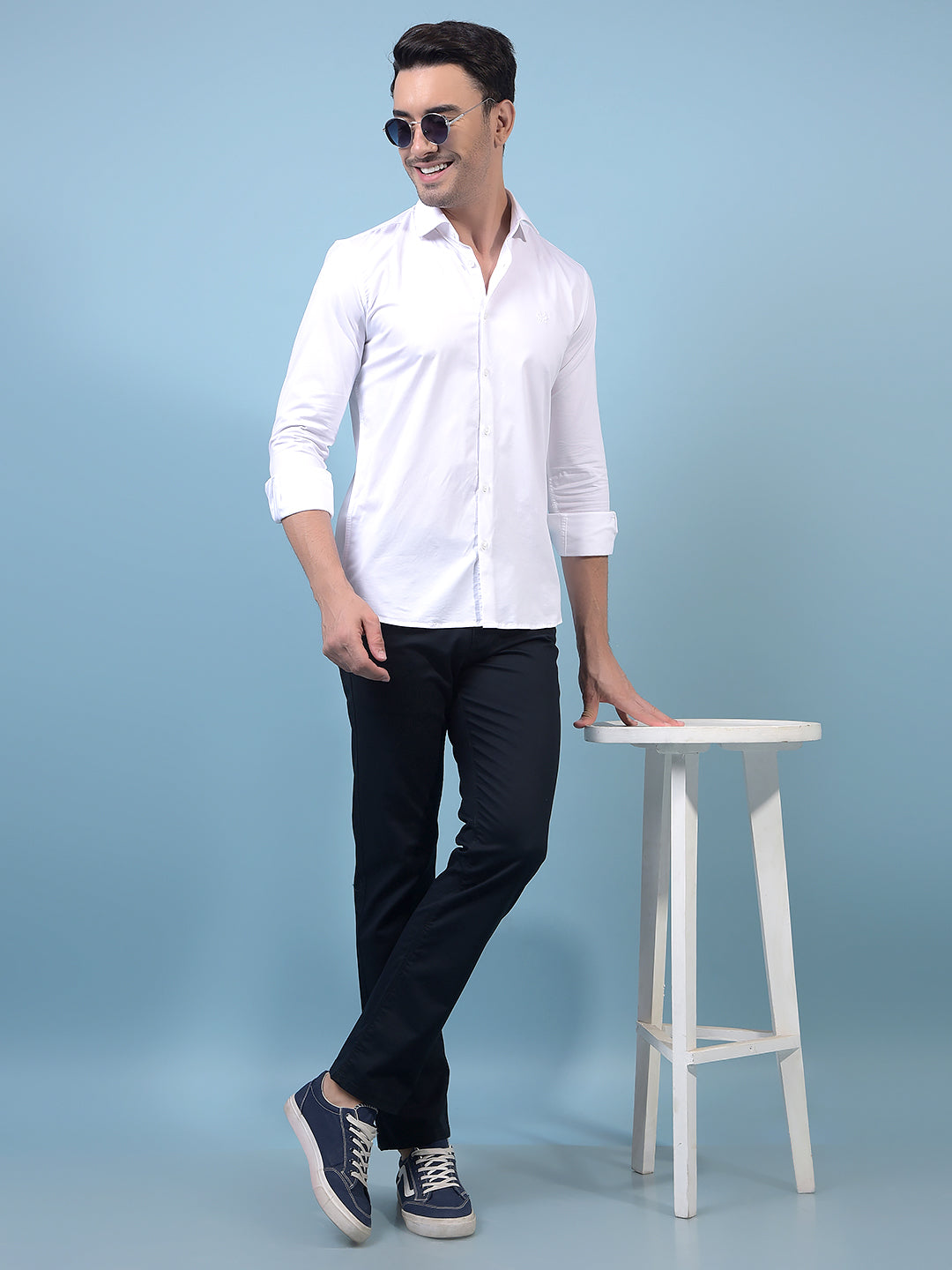 Men's Navy Blue Straight Trousers-Men Trousers-Crimsoune Club