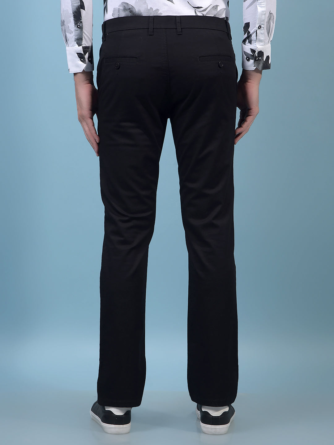 Men's Black Straight Trousers-Men Trousers-Crimsoune Club