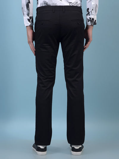 Men's Black Straight Trousers-Men Trousers-Crimsoune Club