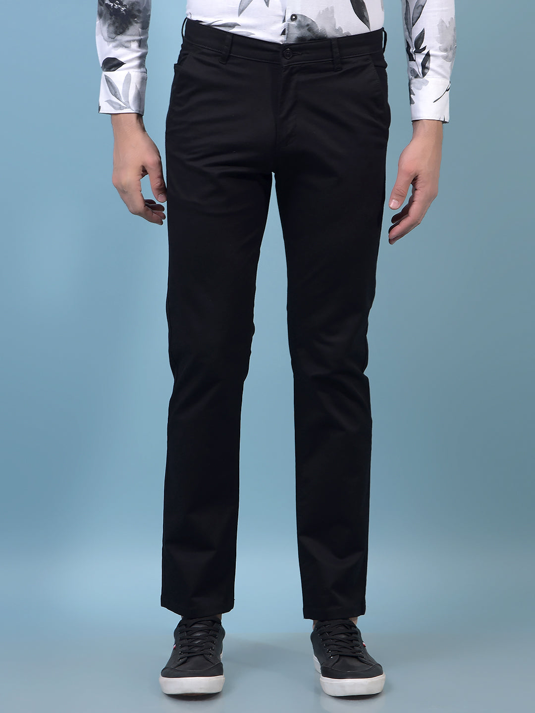 Men's Black Straight Trousers-Men Trousers-Crimsoune Club