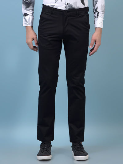 Men's Black Straight Trousers-Men Trousers-Crimsoune Club