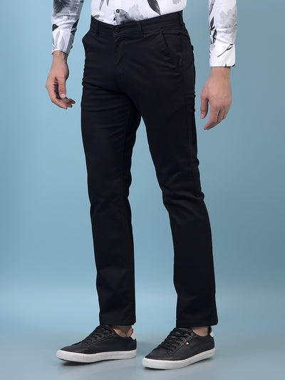 Men's Black Straight Trousers-Men Trousers-Crimsoune Club