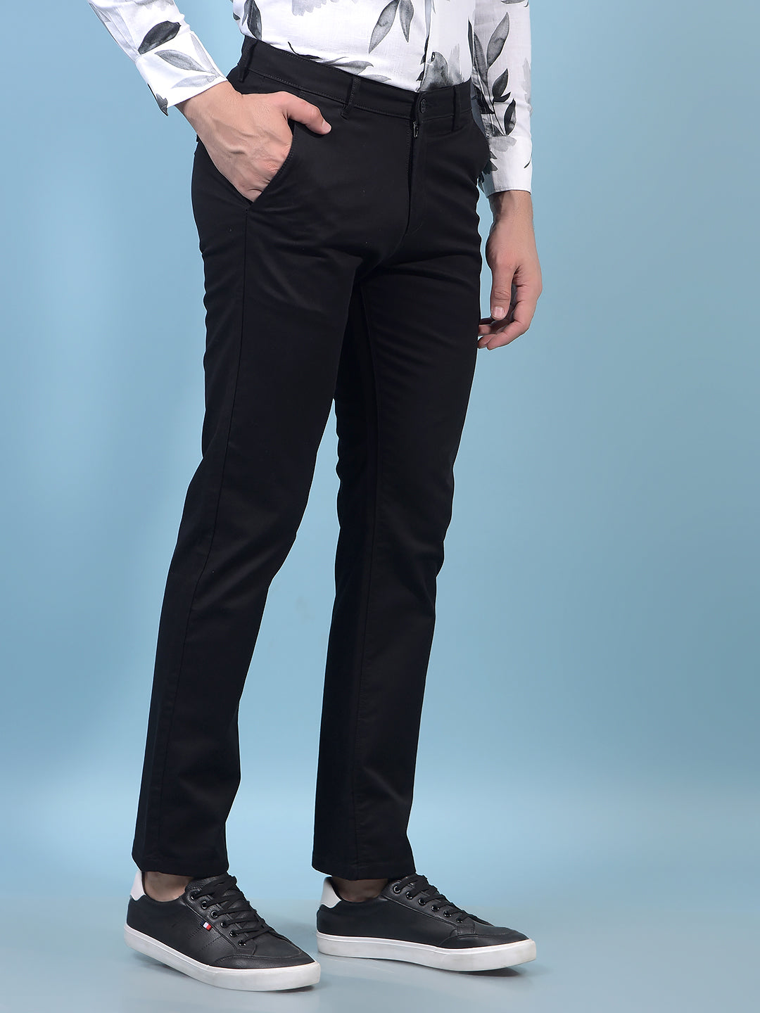 Men's Black Straight Trousers-Men Trousers-Crimsoune Club