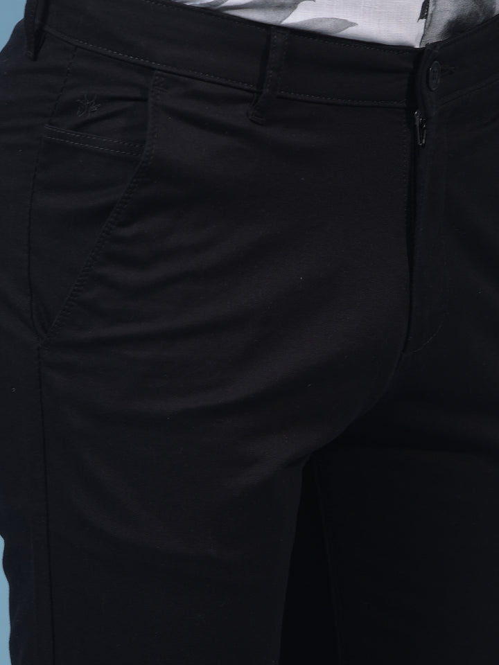 Men's Black Straight Trousers-Men Trousers-Crimsoune Club