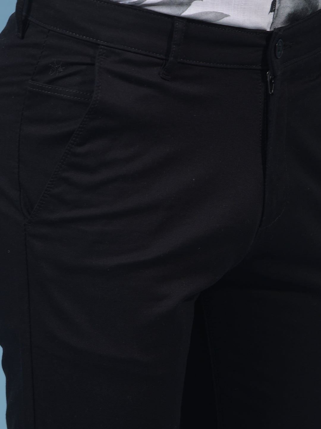 Men's Black Straight Trousers-Men Trousers-Crimsoune Club