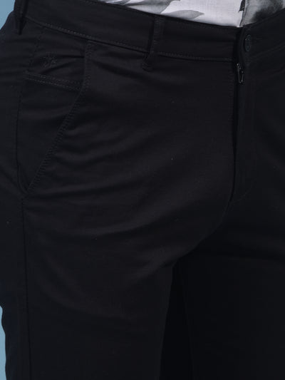Men's Black Straight Trousers-Men Trousers-Crimsoune Club