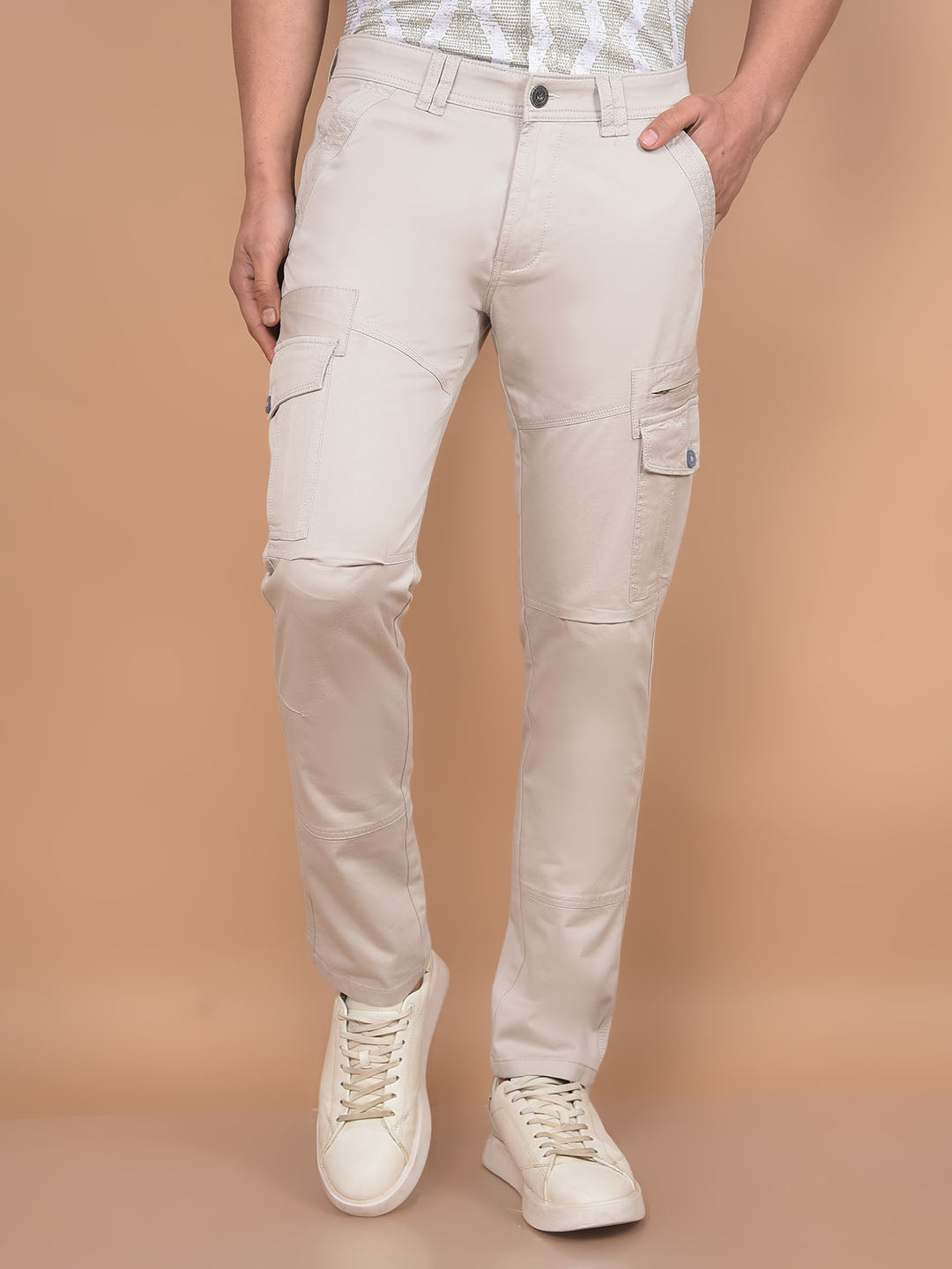 Grey Cargo Trousers-Men Trousers-Crimsoune Club