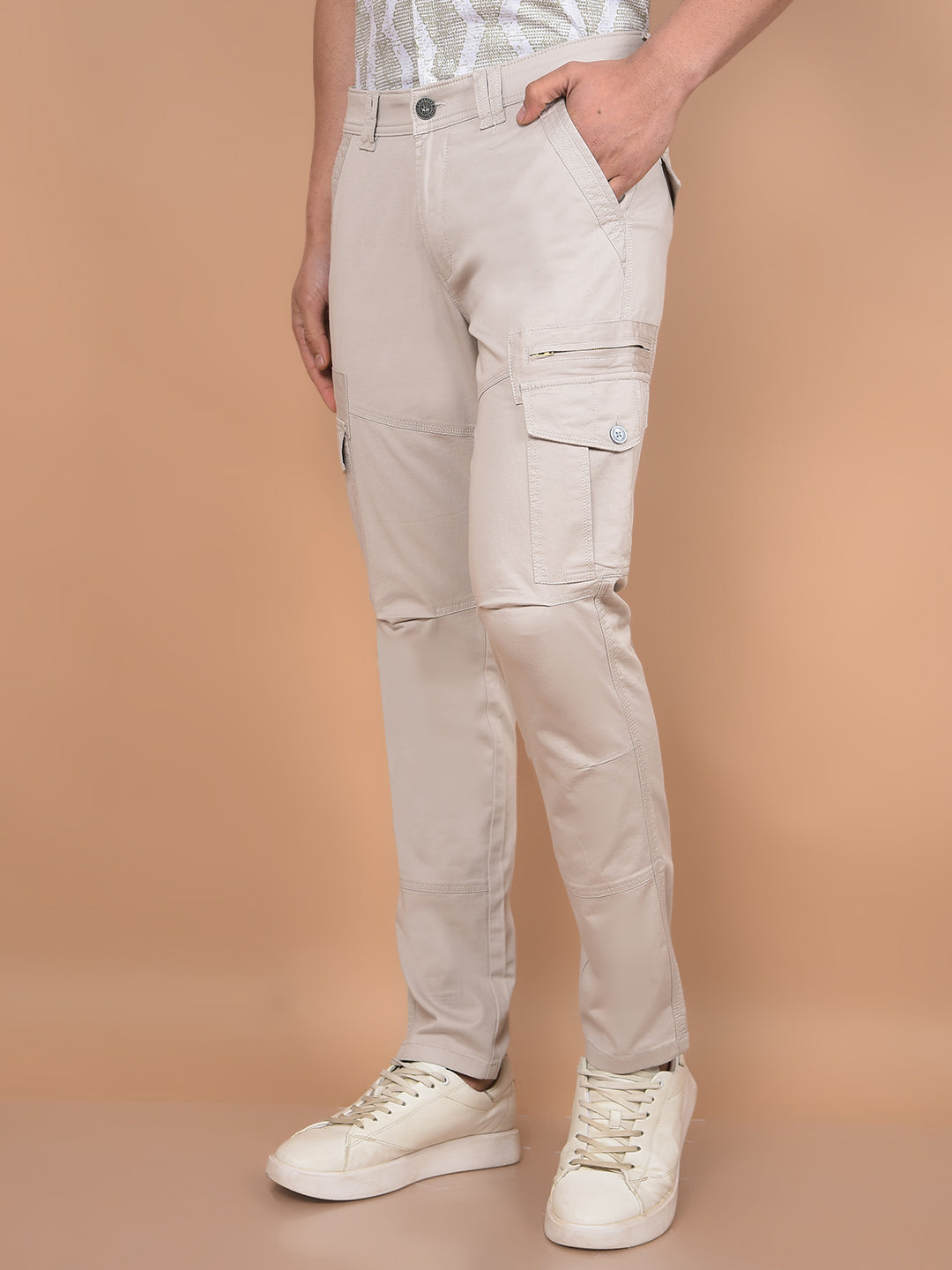 Grey Cargo Trousers-Men Trousers-Crimsoune Club