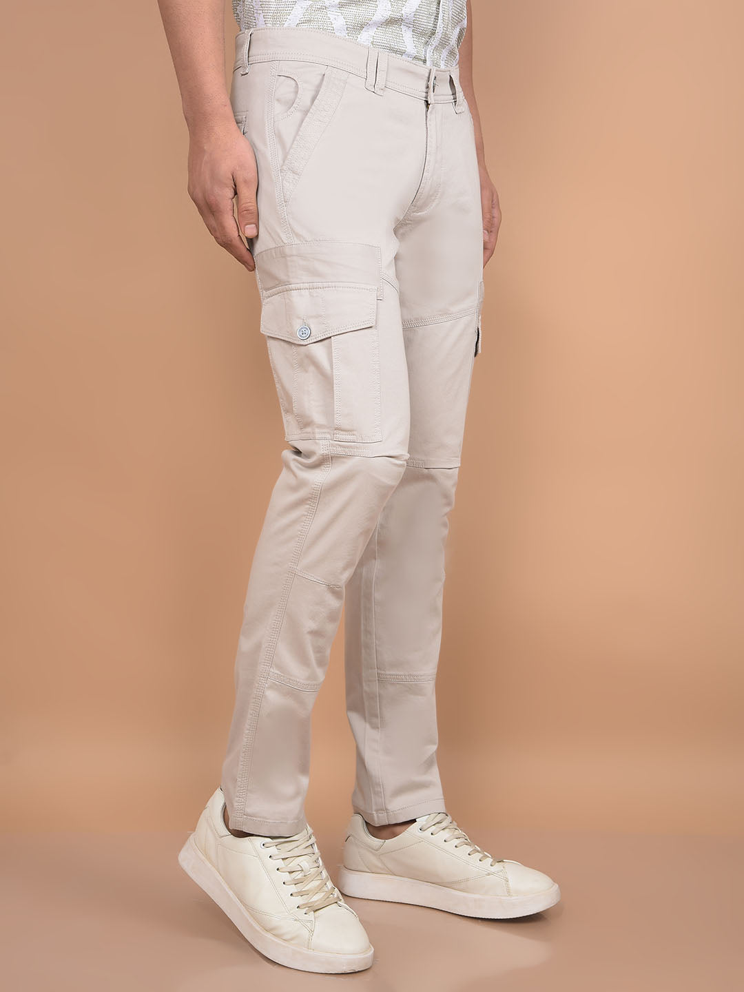 Grey Cargo Trousers-Men Trousers-Crimsoune Club