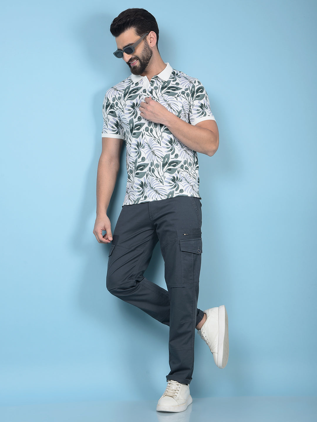 Grey Cargo Trousers-Men Trousers-Crimsoune Club