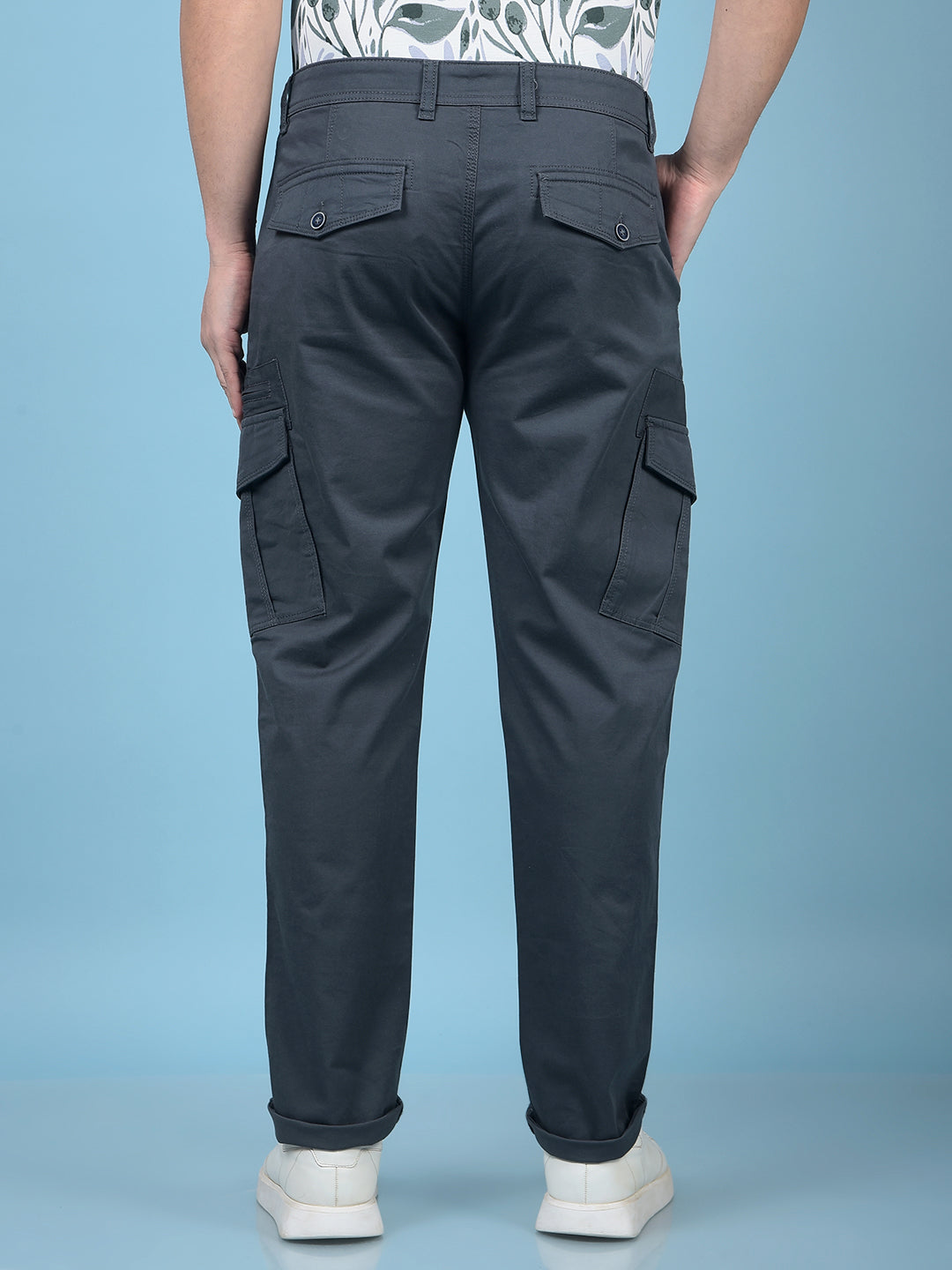 Grey Cargo Trousers-Men Trousers-Crimsoune Club